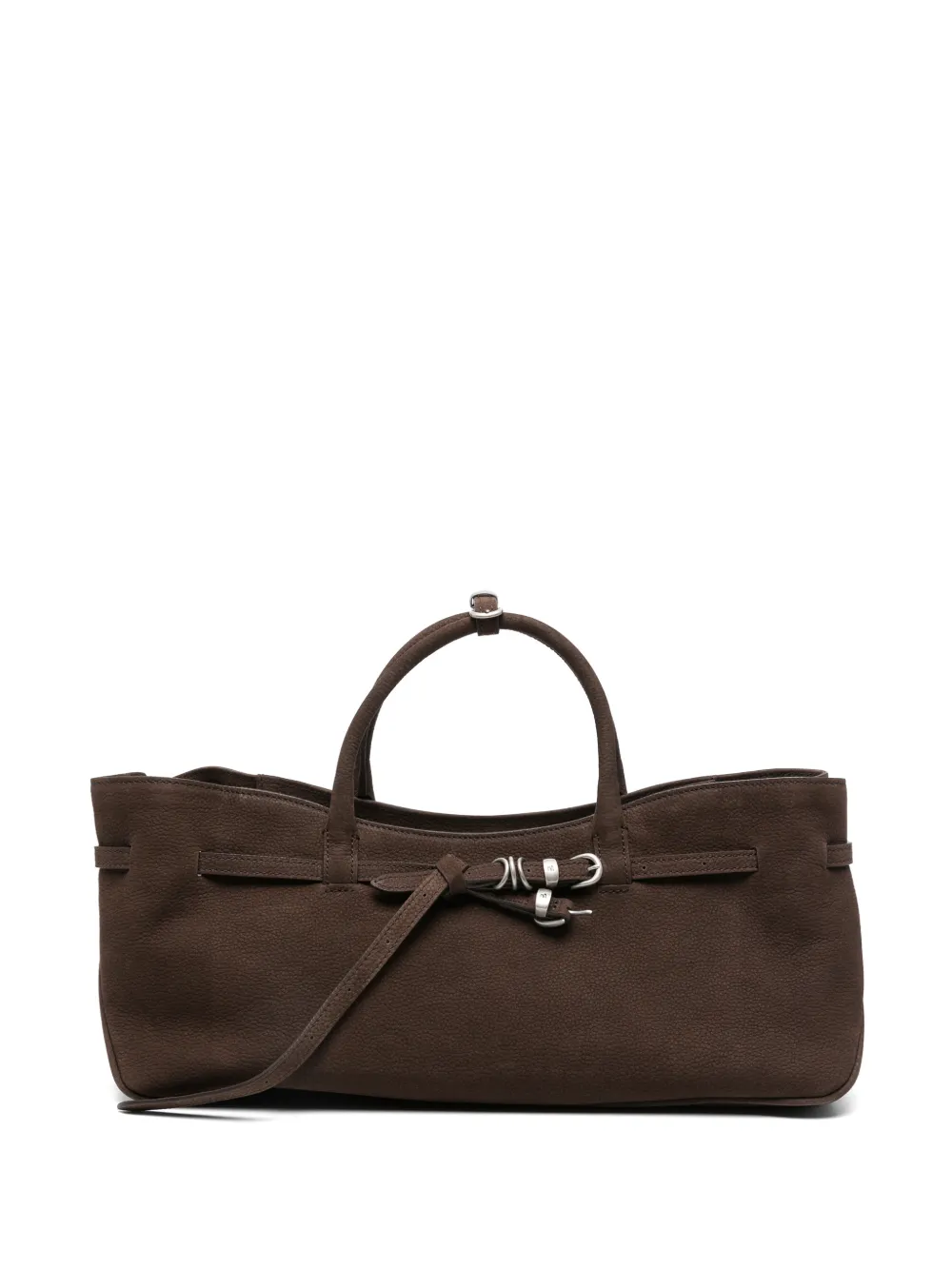 Marge Sherwood Grandma Used belted suede tote bag - Marrone