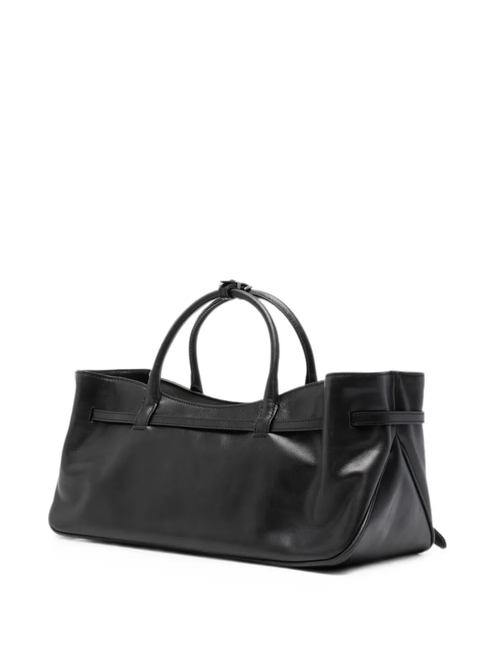 Marge Sherwood Grandma Used leren shopper met riemdetail Zwart
