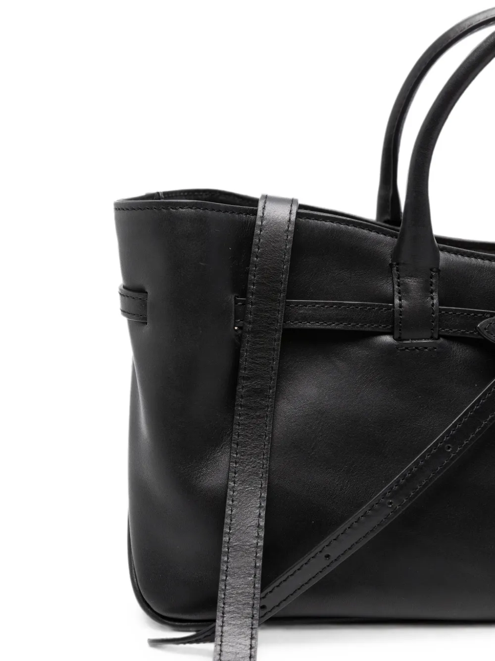 Marge Sherwood Grandma Used leren shopper met riemdetail Zwart