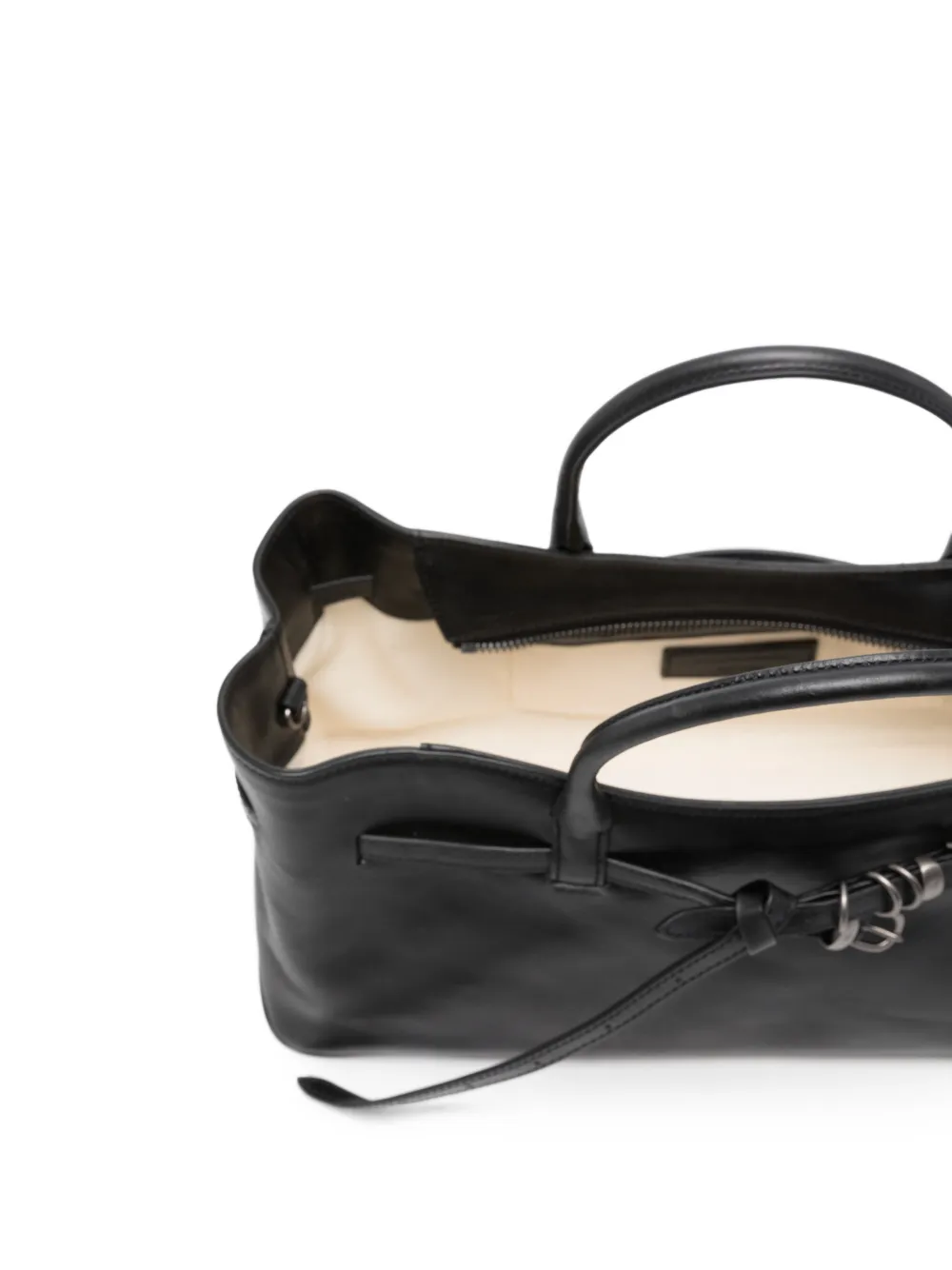 Marge Sherwood Grandma Used leren shopper met riemdetail Zwart