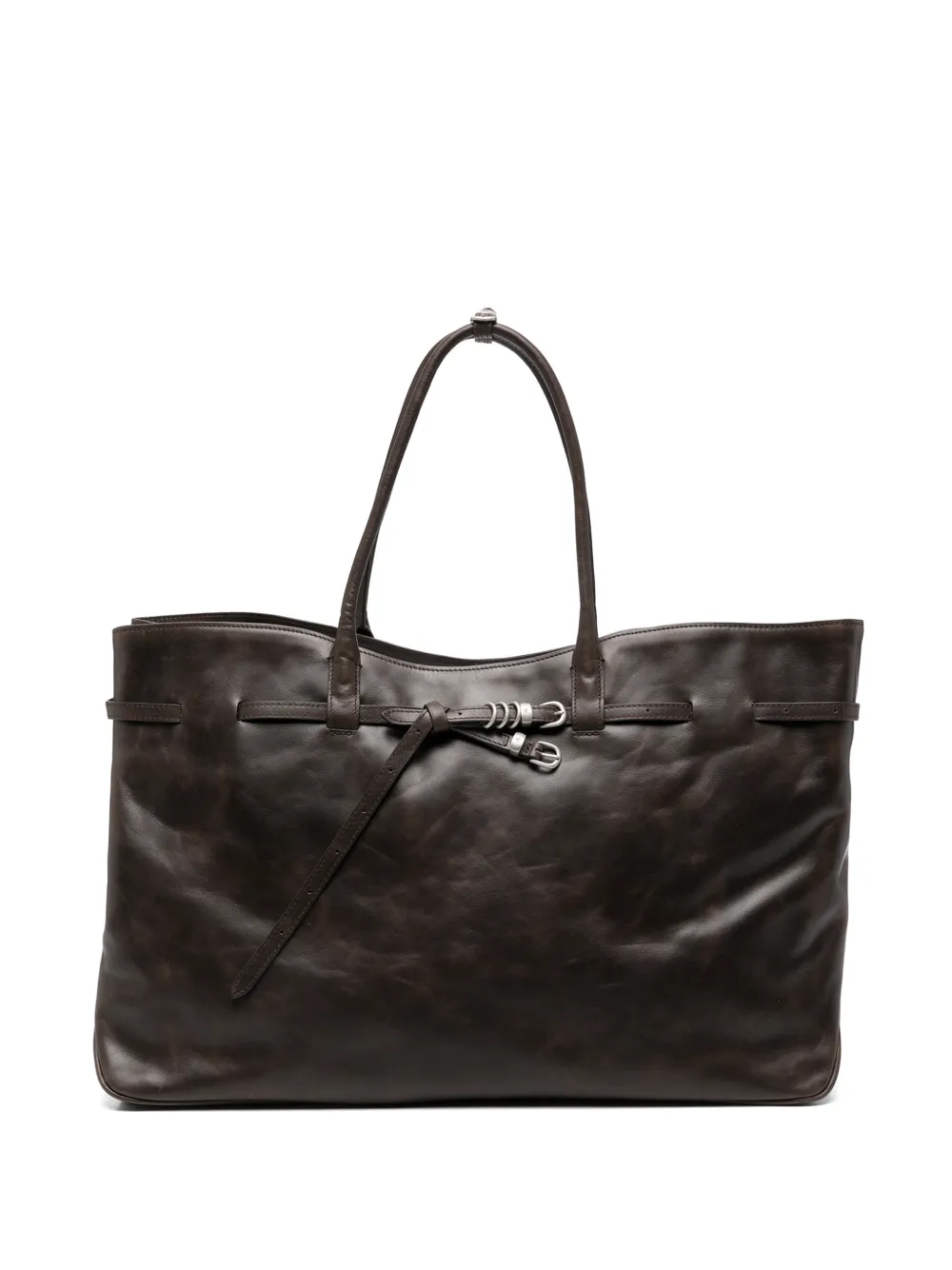 Marge Sherwood buckle-detail leather shoulder bag - Marrone