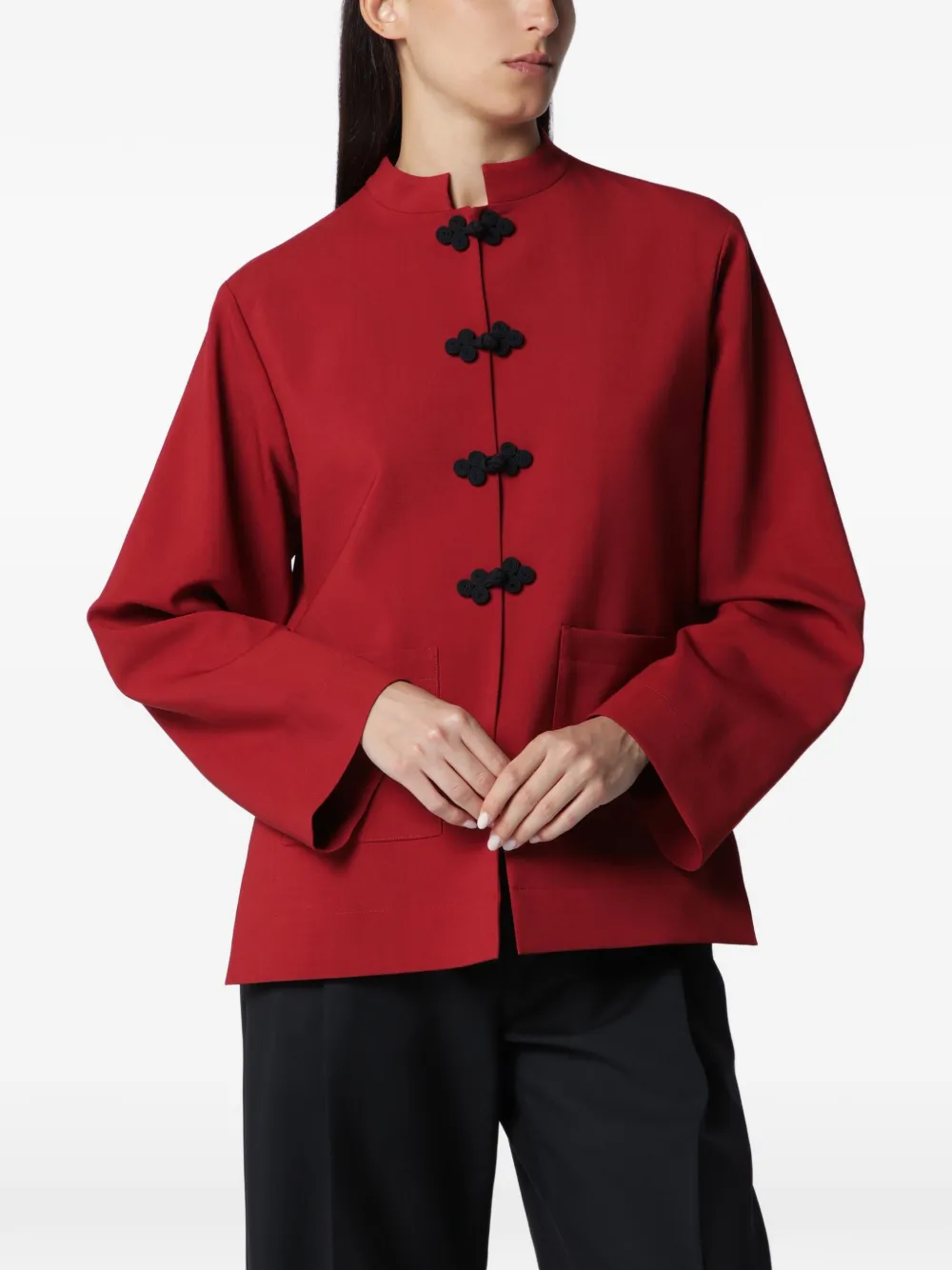 Rohe Jacket Mandarin Collar Button Front Pockets In Red