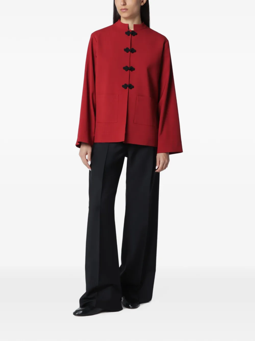 Rohe Jacket Mandarin Collar Button Front Pockets In Red