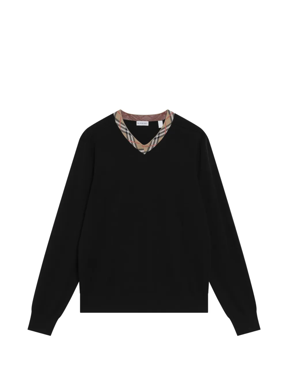 Burberry Pullover mit kariertem Besatz - Schwarz