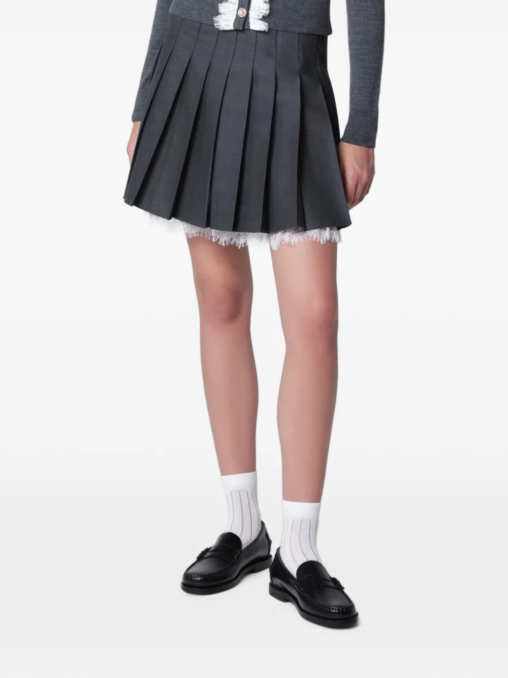 Self-Portrait pleated mini skirt - Grau