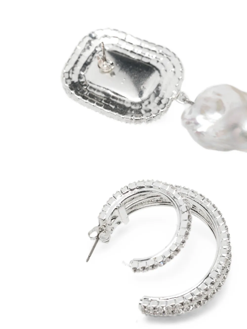 Magda Butrym Crystal-embellished Mismatched Earrings in Silver, view 3