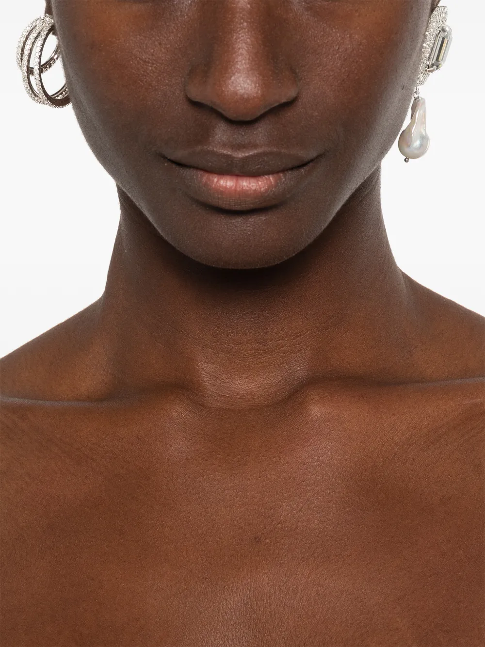 Magda Butrym Crystal-embellished Mismatched Earrings in Silver, view 2