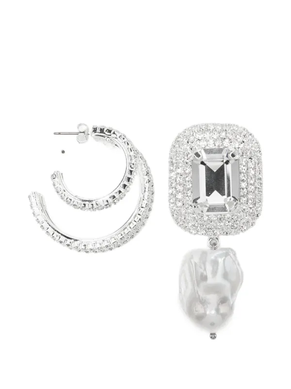 Magda Butrym Crystal-embellished Mismatched Earrings in Silver