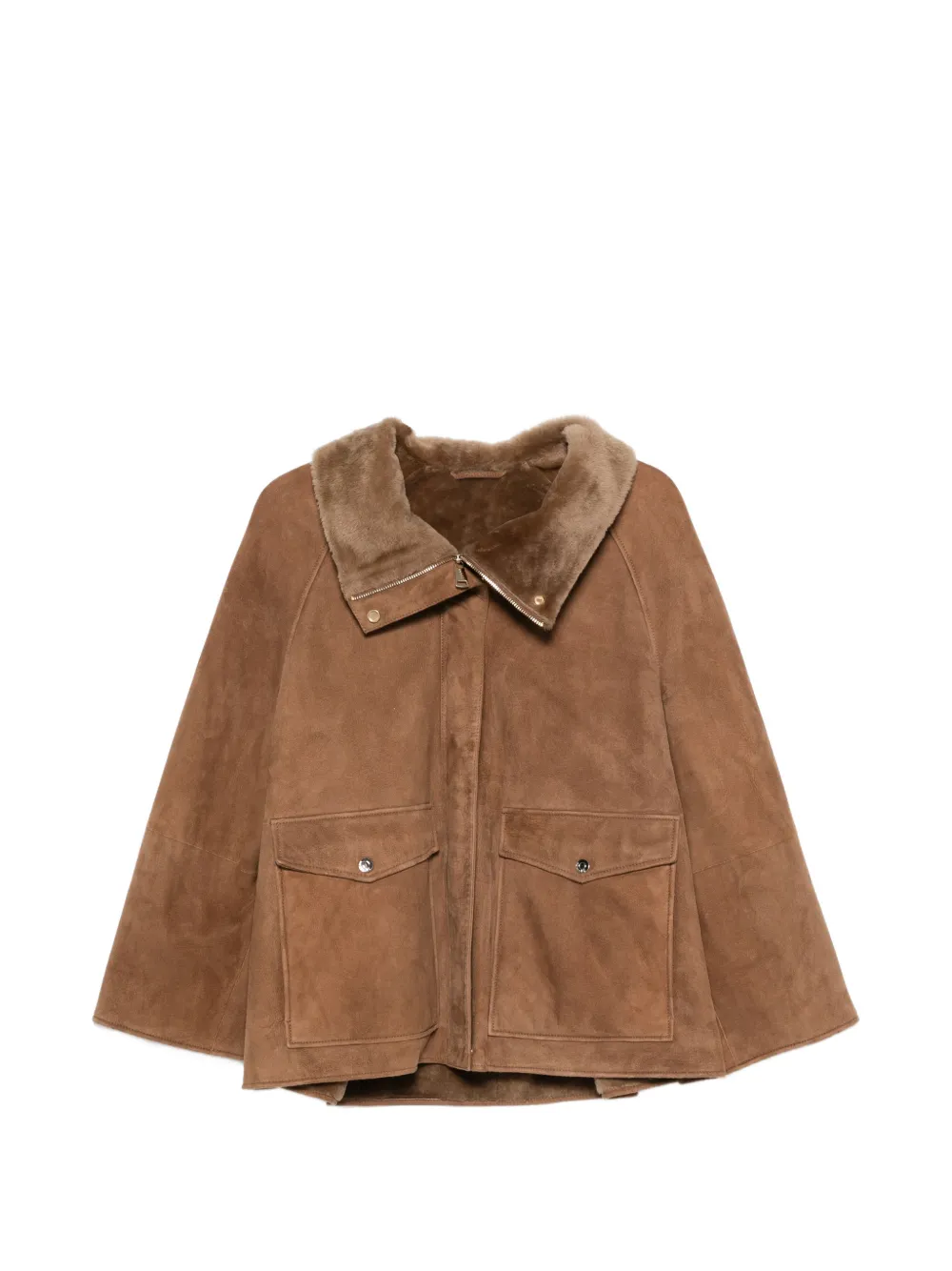 Manzoni 24 shearling-collar pocket jacket - Braun