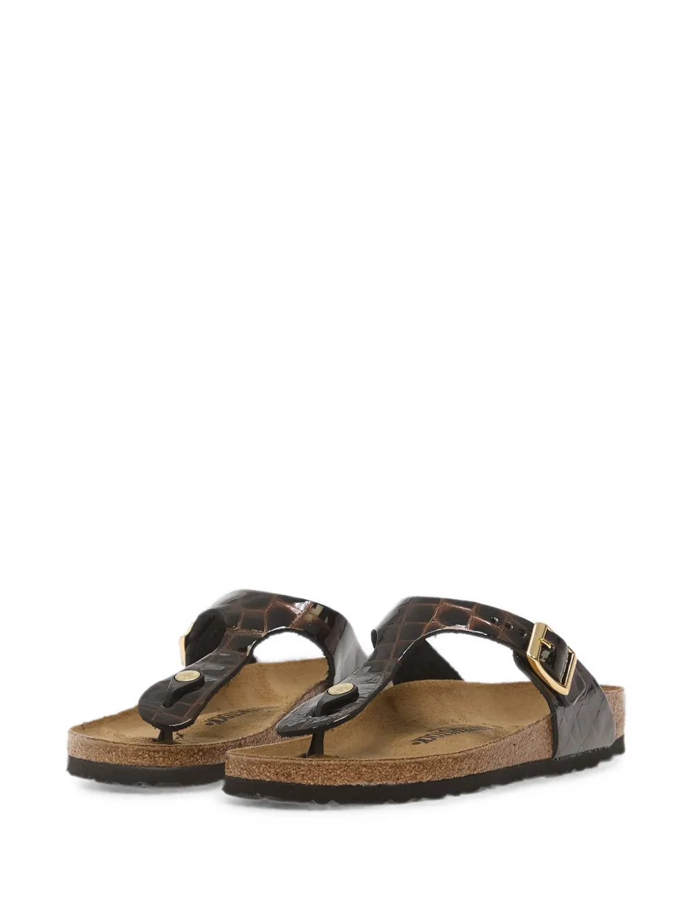 Birkenstock Gizeh sandalen met krokodillen-reliëf Bruin