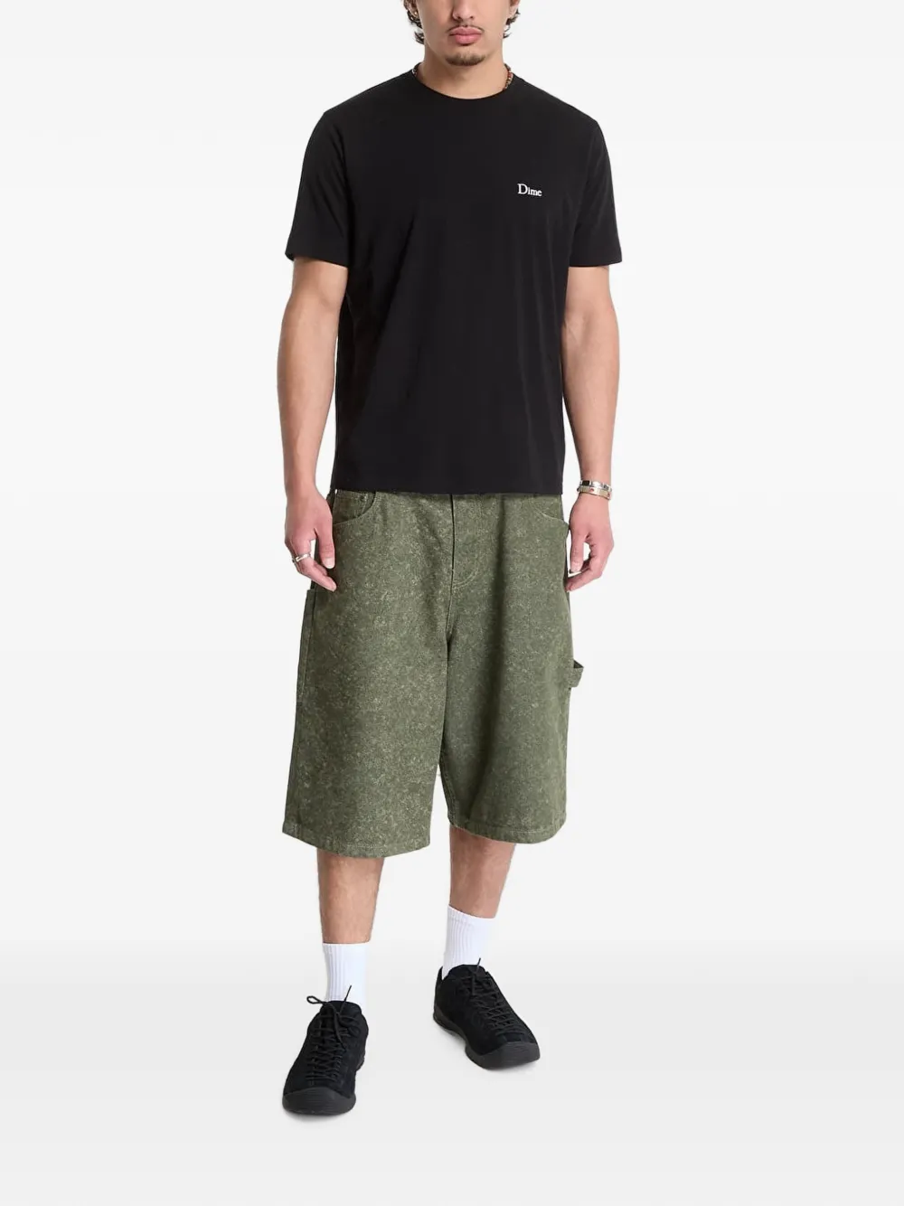 dime Classic T-shirt met geborduurd logo Zwart