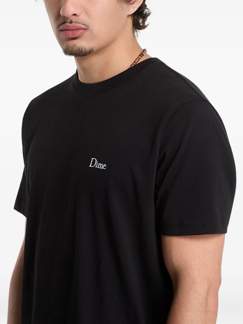 dime Classic T-shirt met geborduurd logo Zwart