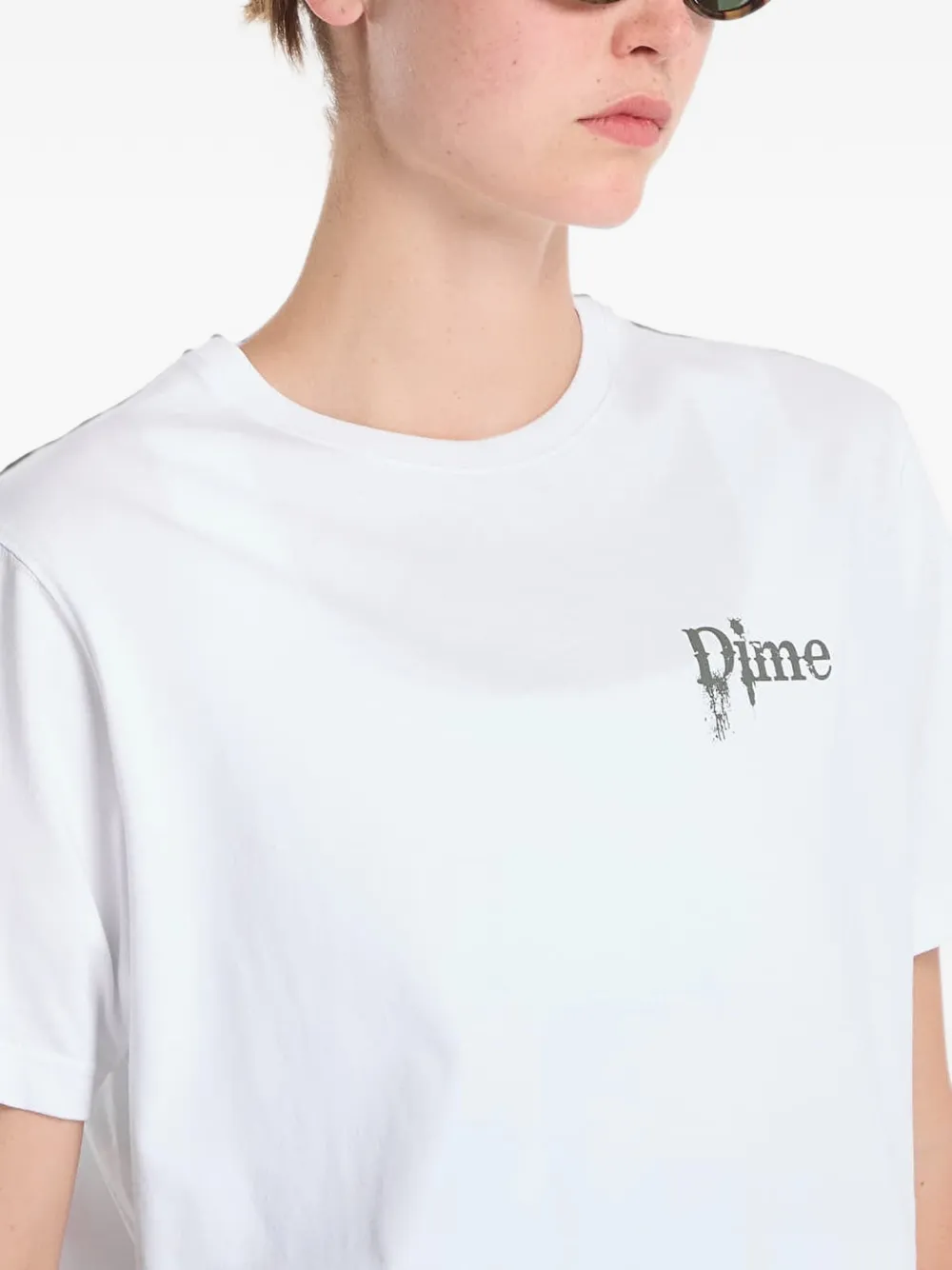 dime T-shirt met logoprint Wit