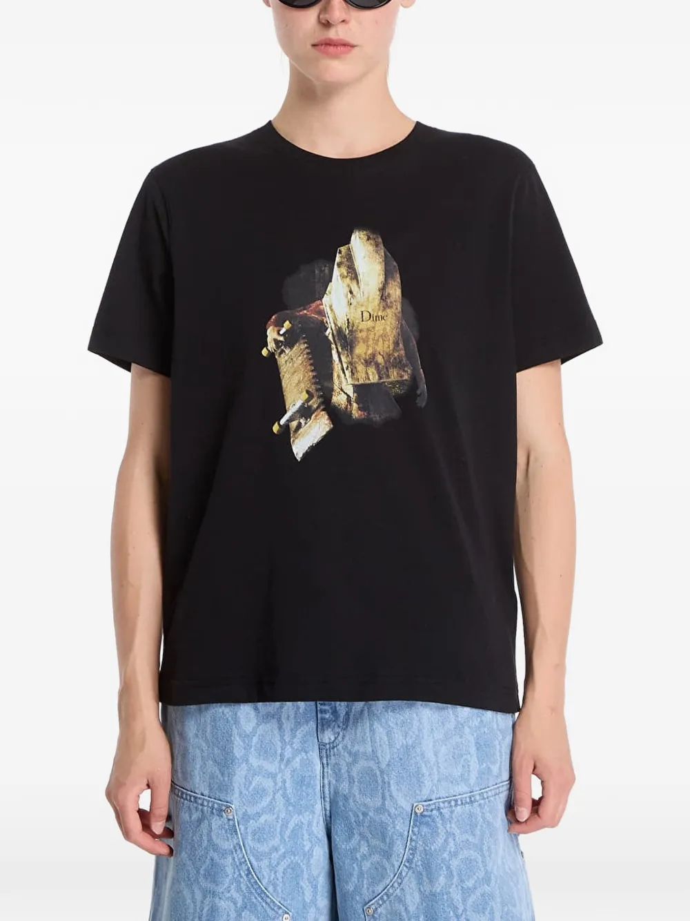 dime Rollin Head T-shirt met grafische print Zwart