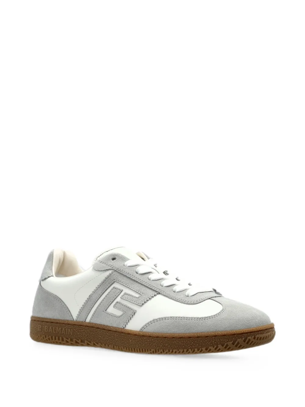 Balmain Swan logo-patch leather sneakers Wit