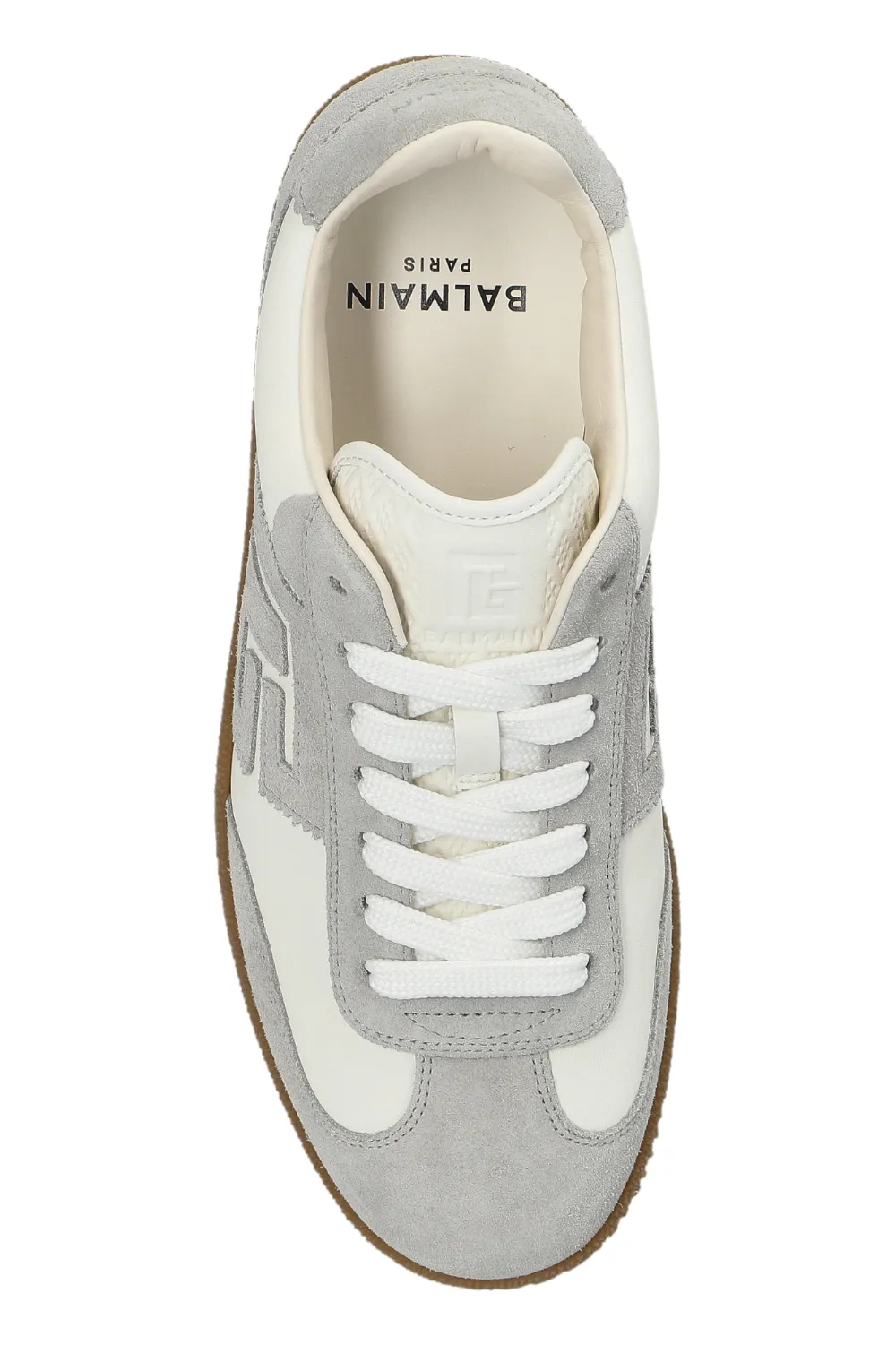 Balmain Swan logo-patch leather sneakers Wit