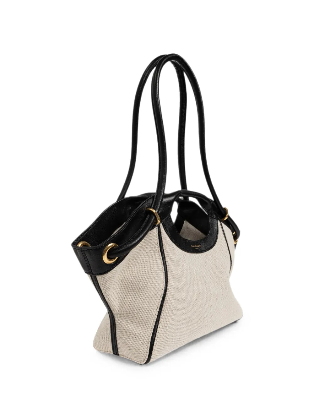 Balmain Canvas shopper met leren afwerking Beige