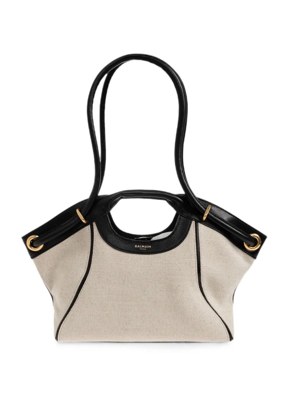 Balmain calf leather-trim canvas tote bag - Toni neutri