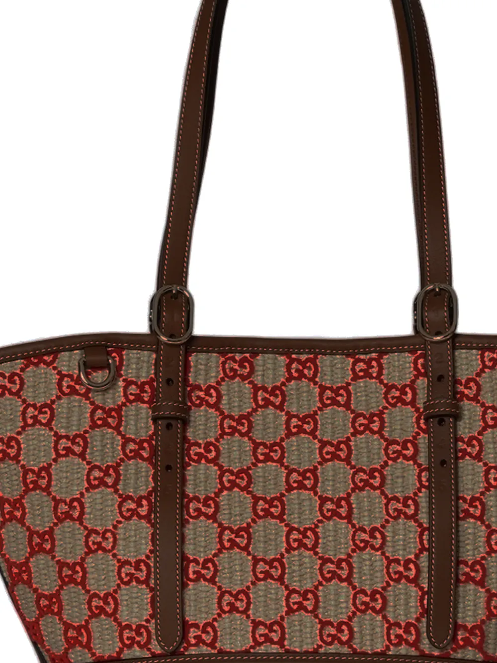 Gucci GG Supreme Schultertasche mit Lederbesatz - Nude