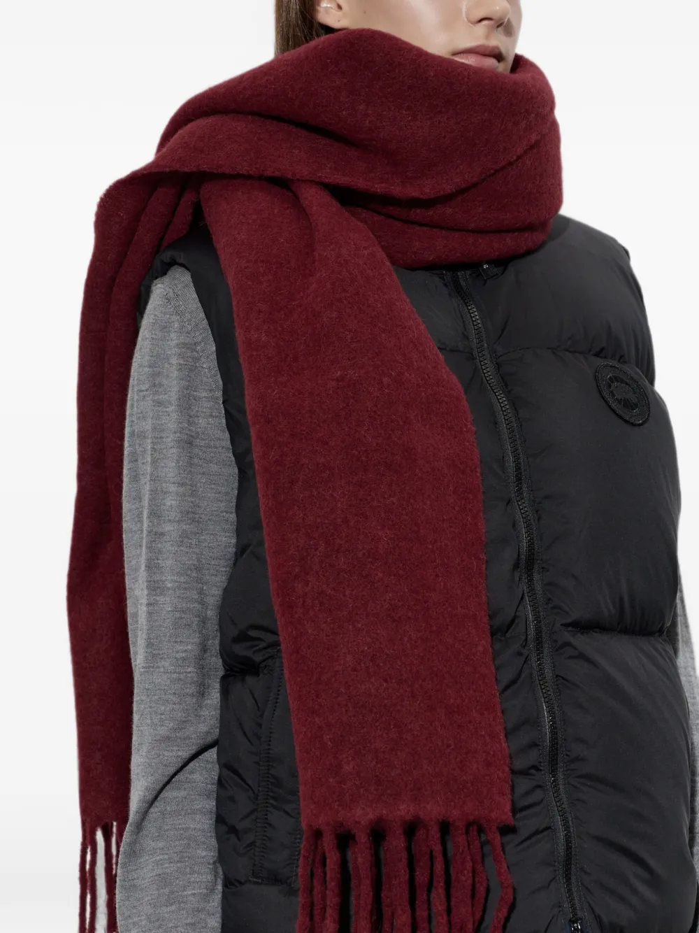 Canada Goose Sjaal met franje van alpacamix Rood