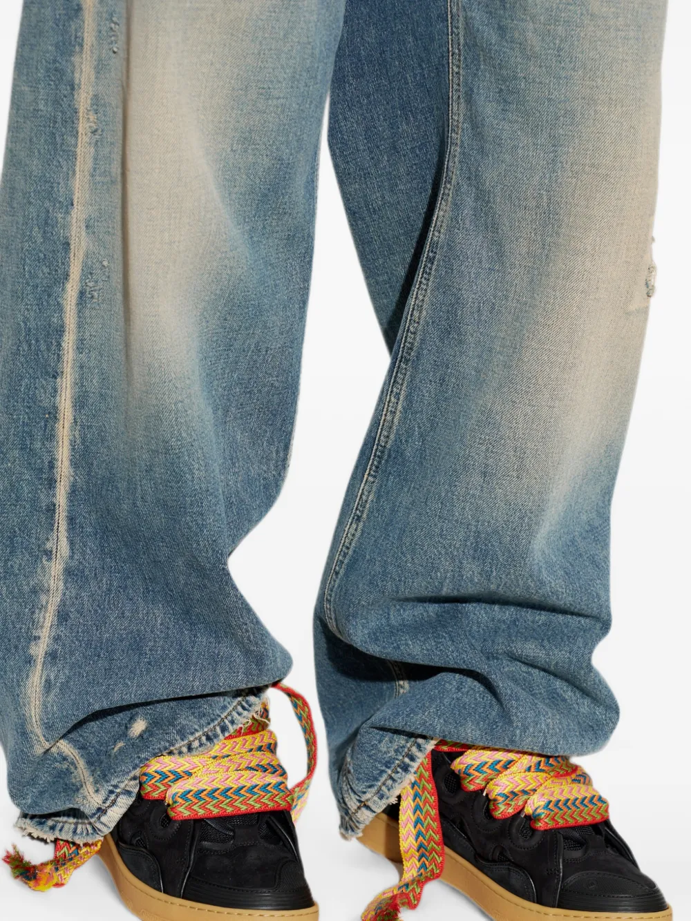 Lanvin Curb oversized-lace sneakers Zwart