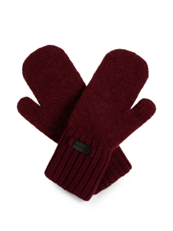 Canada Goose Ribbed-knit Logo-patch Mittens in Red