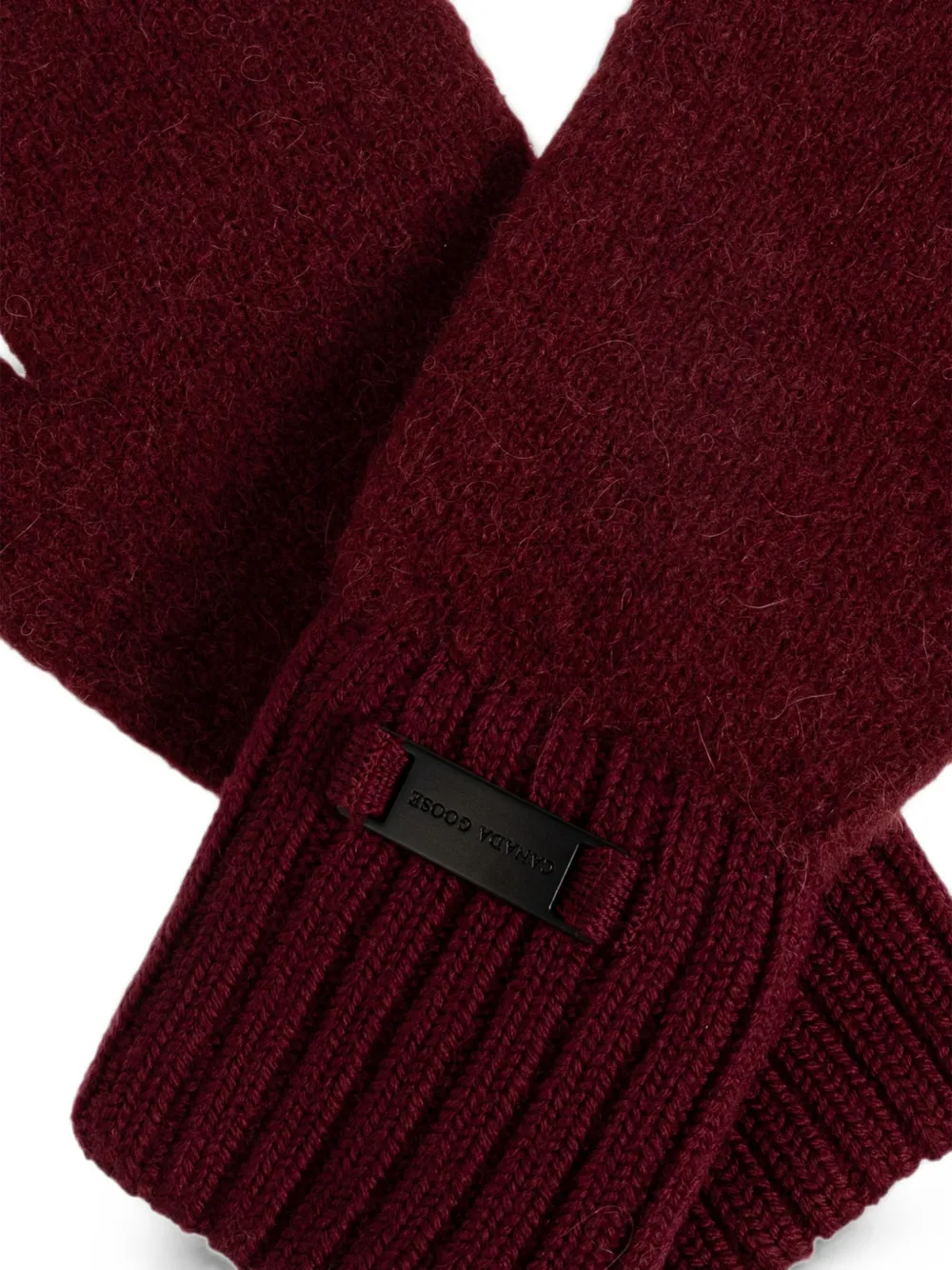 Canada Goose Ribbed-knit Logo-patch Mittens in Red, view 4