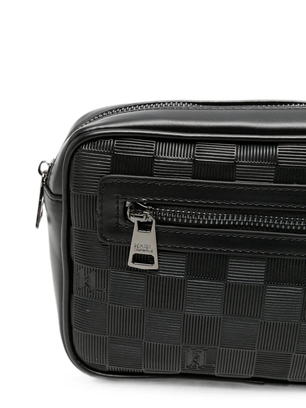 Karl Lagerfeld Bumbag geruite heuptas met logo-reliëf Zwart