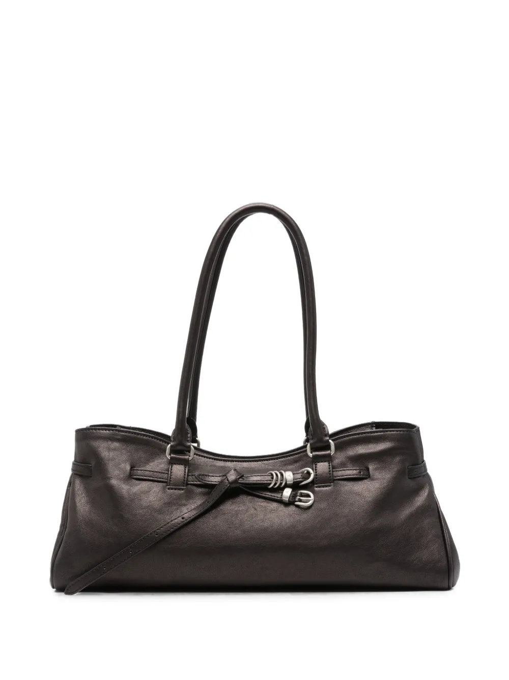 Marge Sherwood Grandma Used belt-detail leather shoulder bag - Nero
