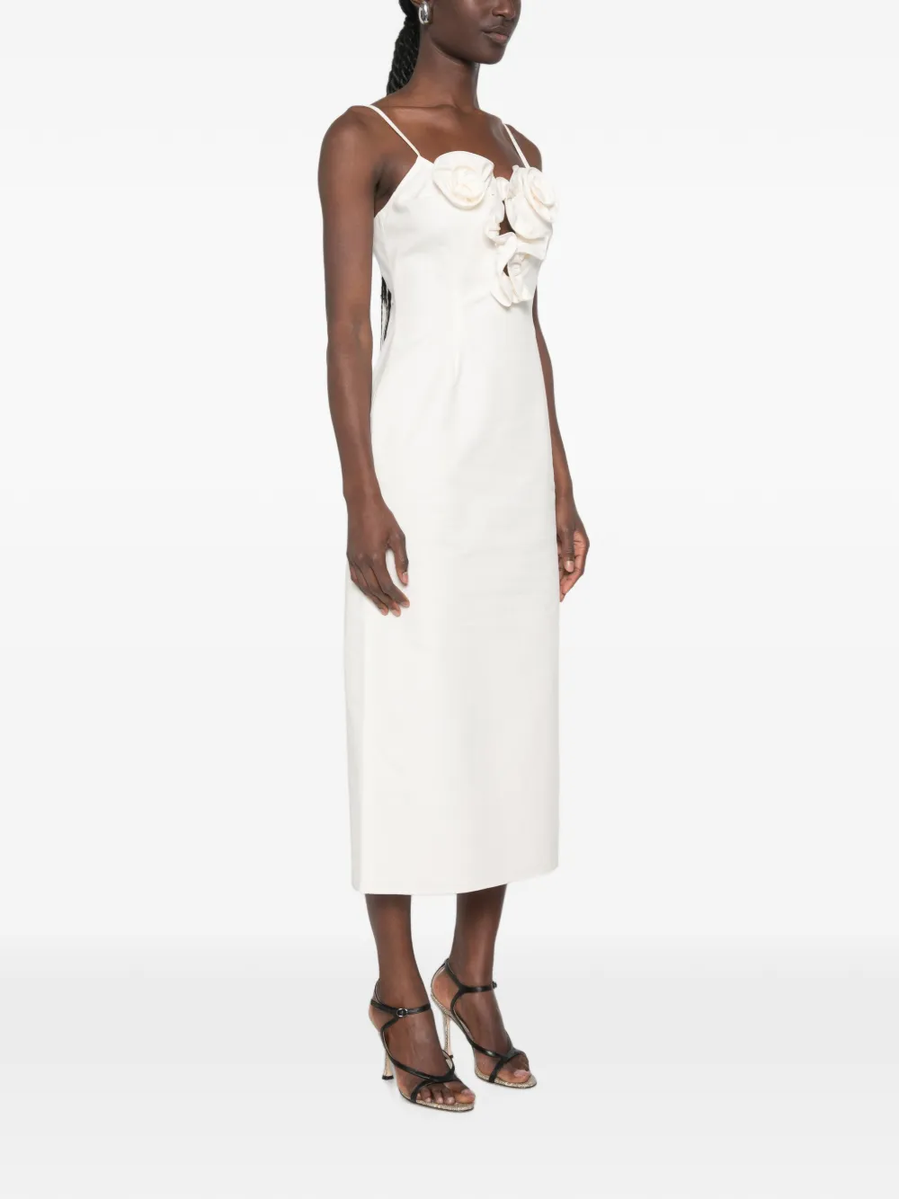 Magda Butrym Midi-jurk met ruches en bloemapplicatie Beige