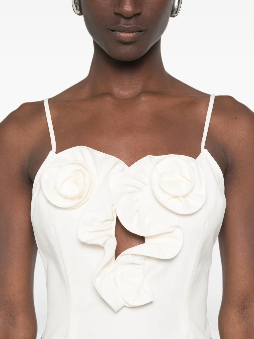 Magda Butrym Midi-jurk met ruches en bloemapplicatie Beige
