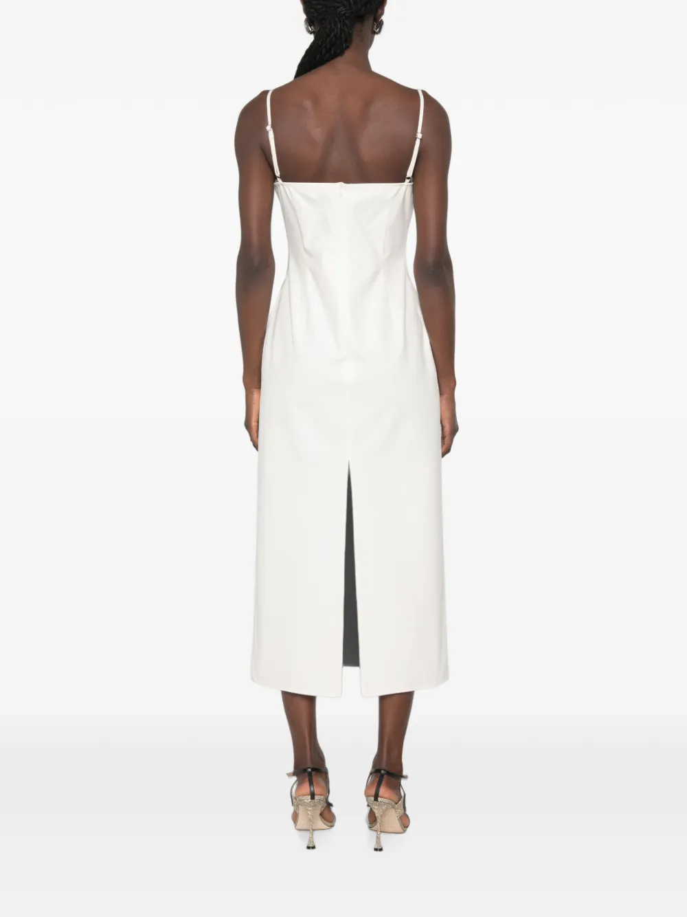 Magda Butrym Midi-jurk met ruches en bloemapplicatie Beige