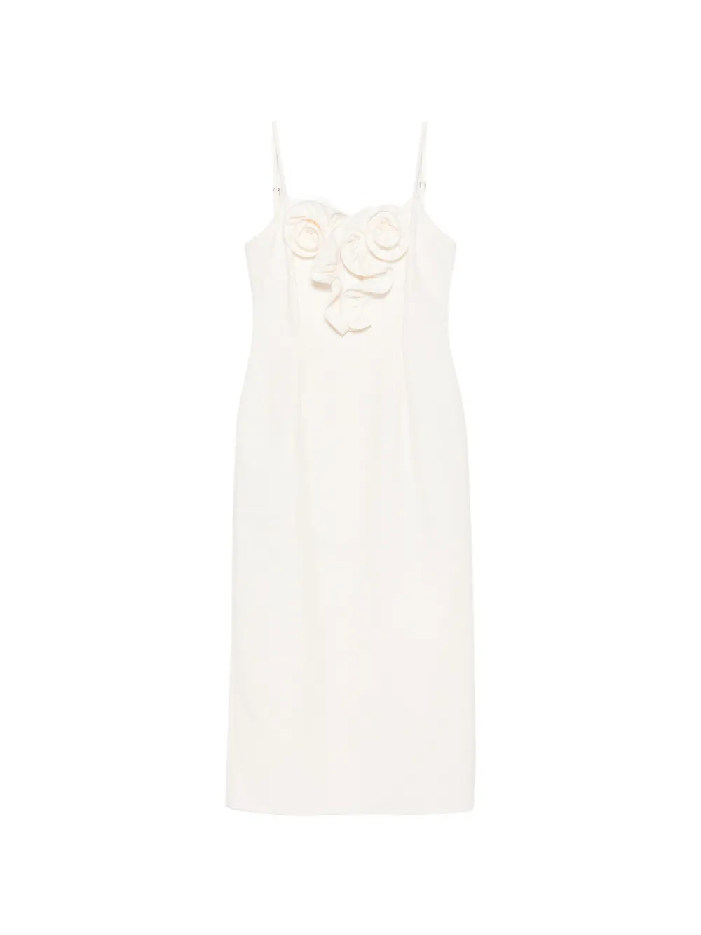 Magda Butrym flower-appliqué ruffled midi dress - Toni neutri