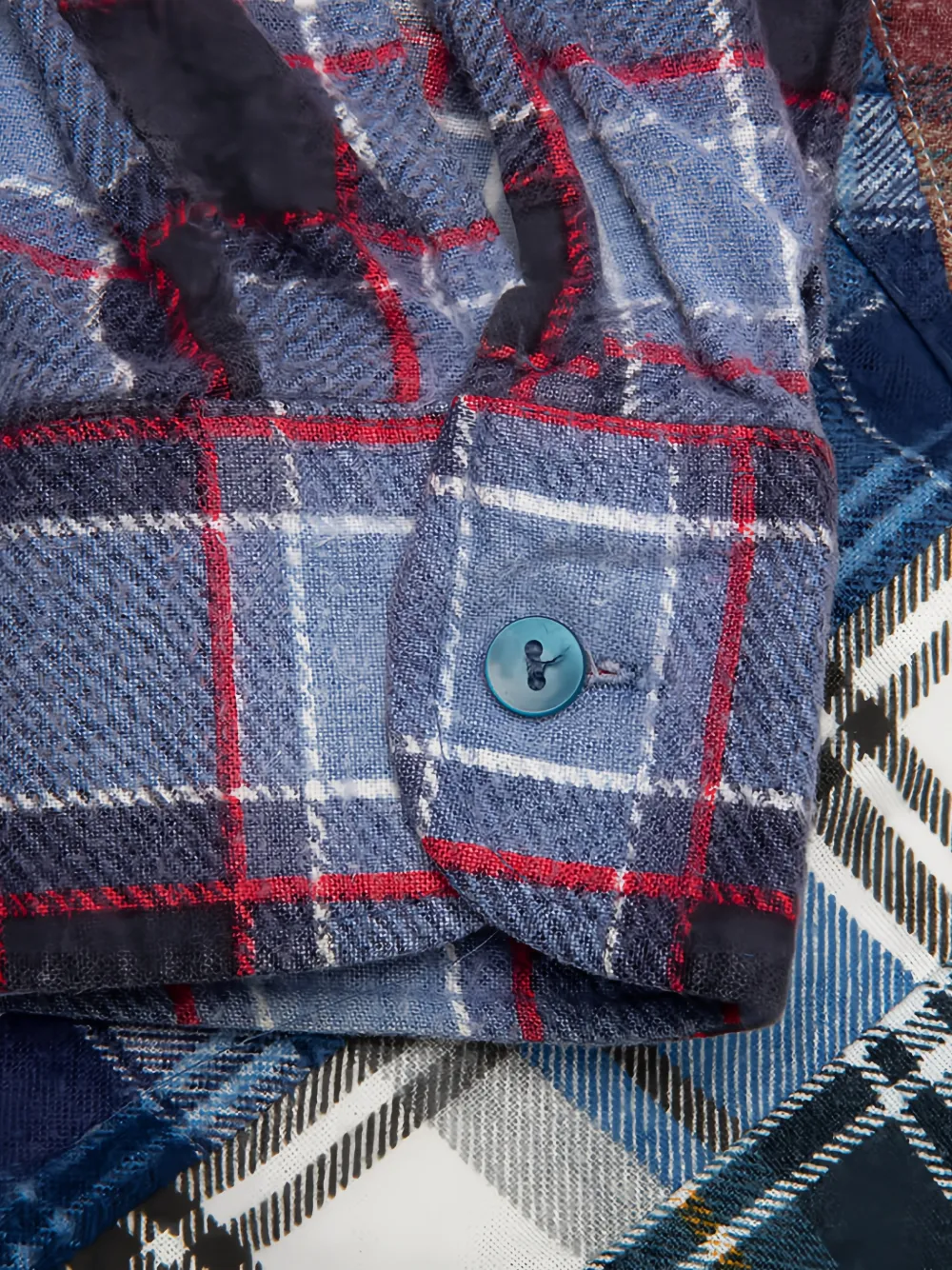 Needles Overhemd met patchwork Blauw