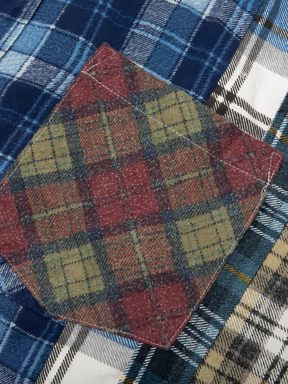 Needles Overhemd met patchwork Blauw