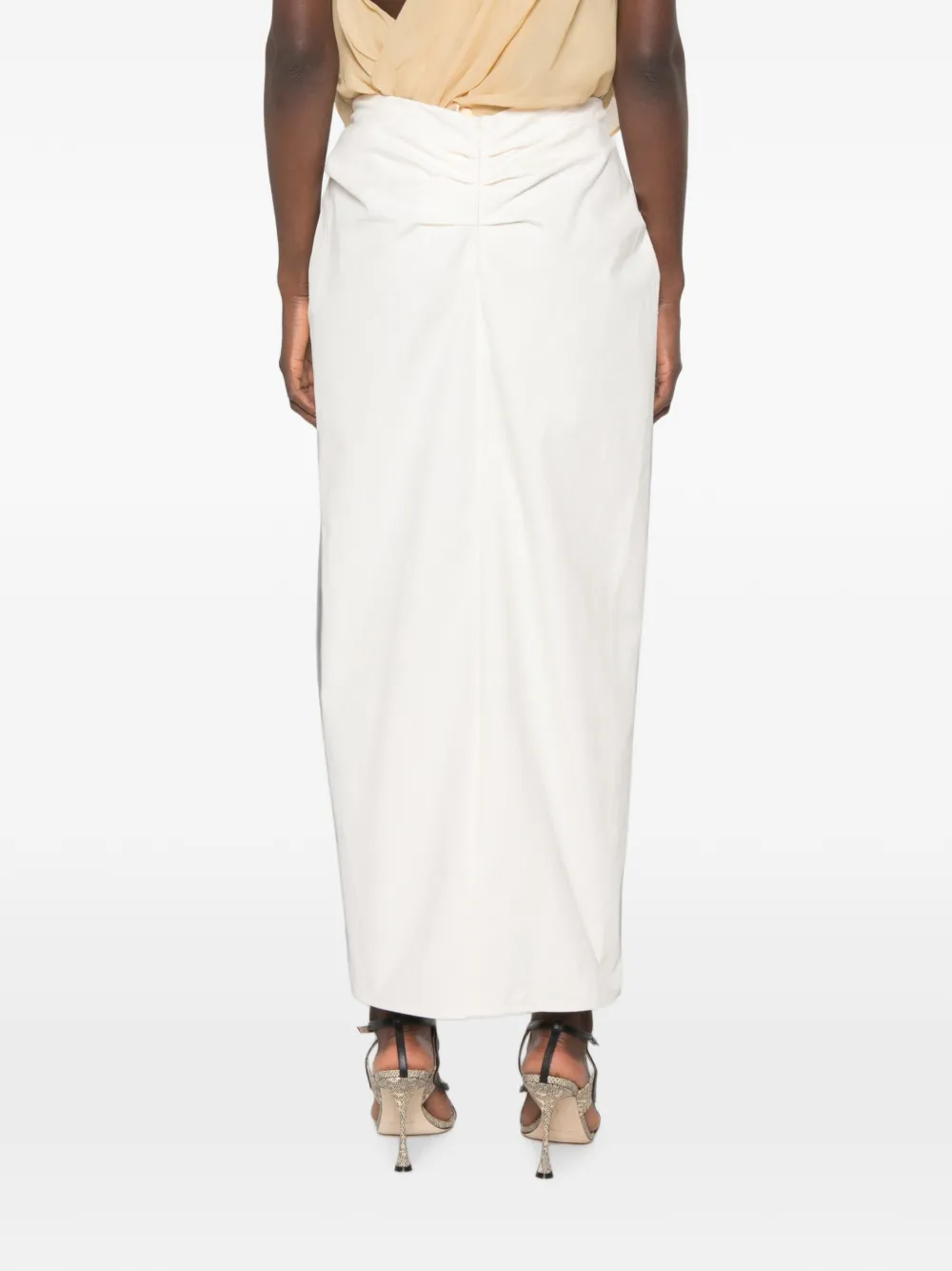 Magda Butrym Midi-rok met geknoopt detail en ruches Beige