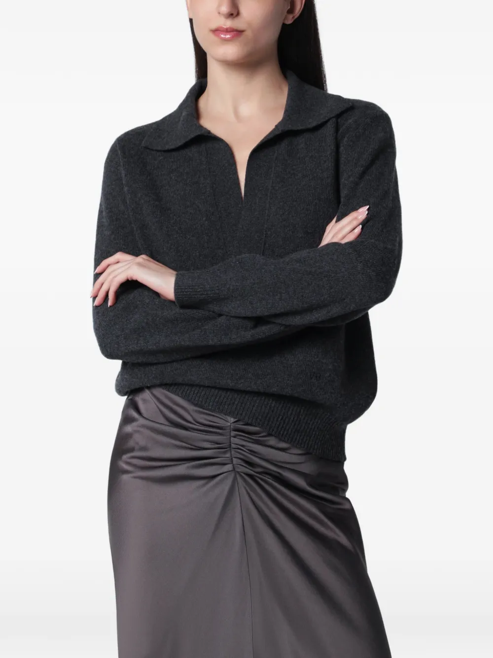 Victoria Beckham Maglione con colletto polo - Grigio