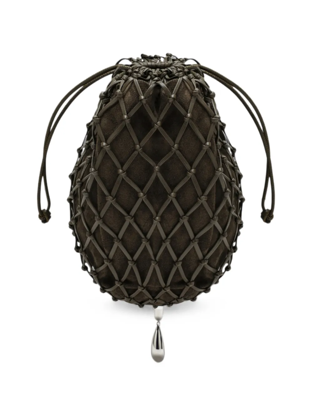 Savette Macrame Suede Pouch Bag in Brown, view 2
