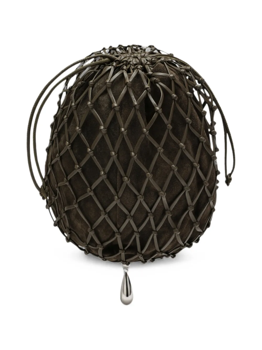 Savette Macrame Suede Pouch Bag in Brown, view 3