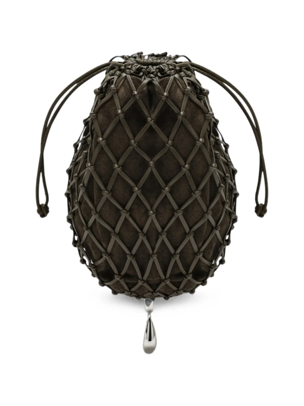 Savette Macrame Suede Pouch Bag in Brown, view 4