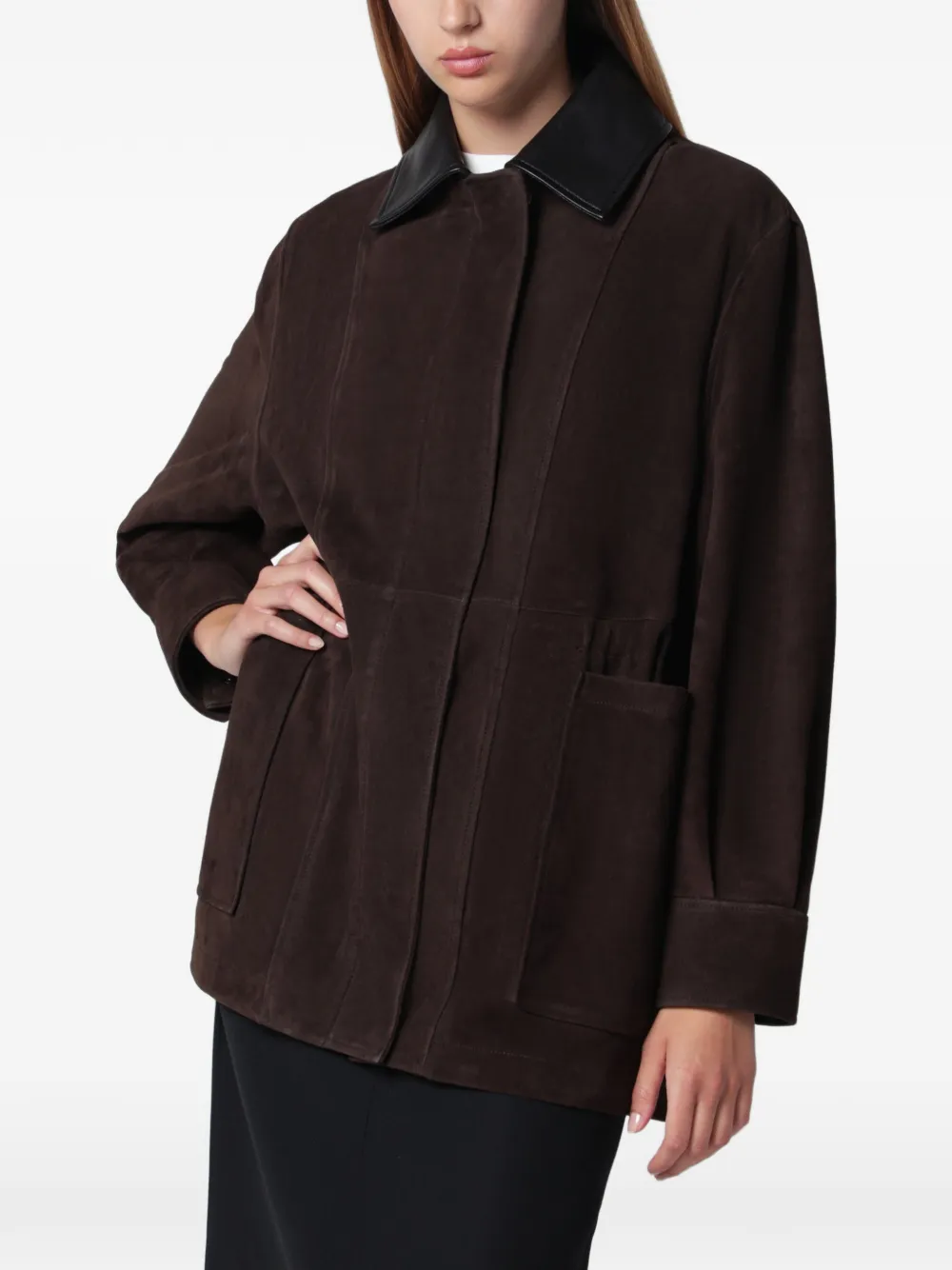 Nour Hammour Giacca Grange in pelle scamosciata - Marrone