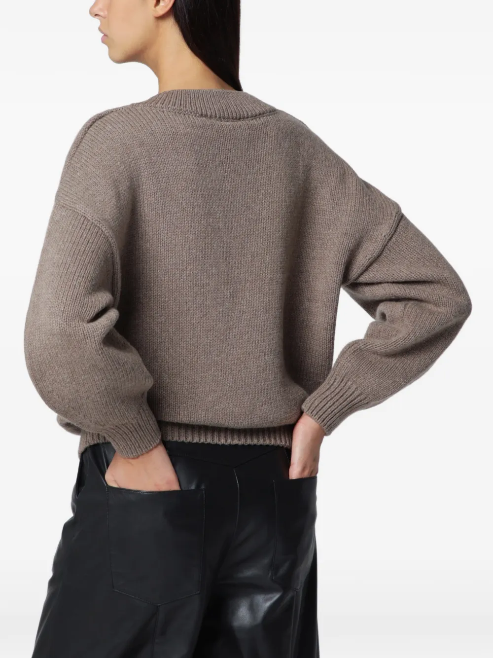 ROTATE BIRGER CHRISTENSEN Trui met V-hals en logopatch Beige