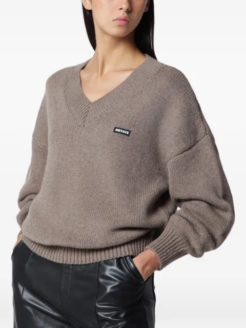 ROTATE BIRGER CHRISTENSEN logo-patch V-neck sweater