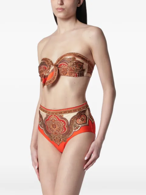 ZIMMERMANN bikini bottom Mahon con tiro alto y estampado de cachemira