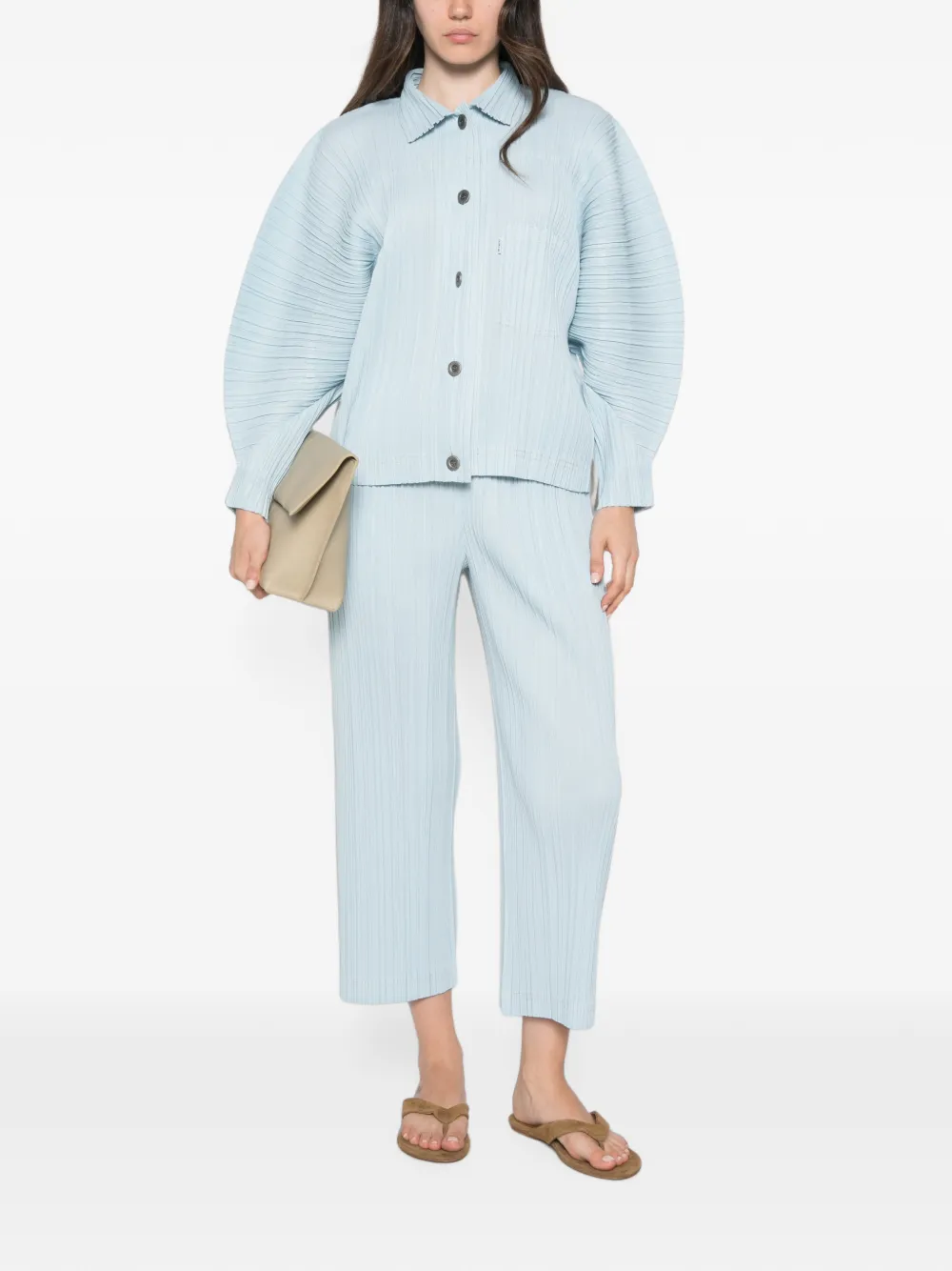 Pleats Please Issey Miyake pleated shirt Blauw