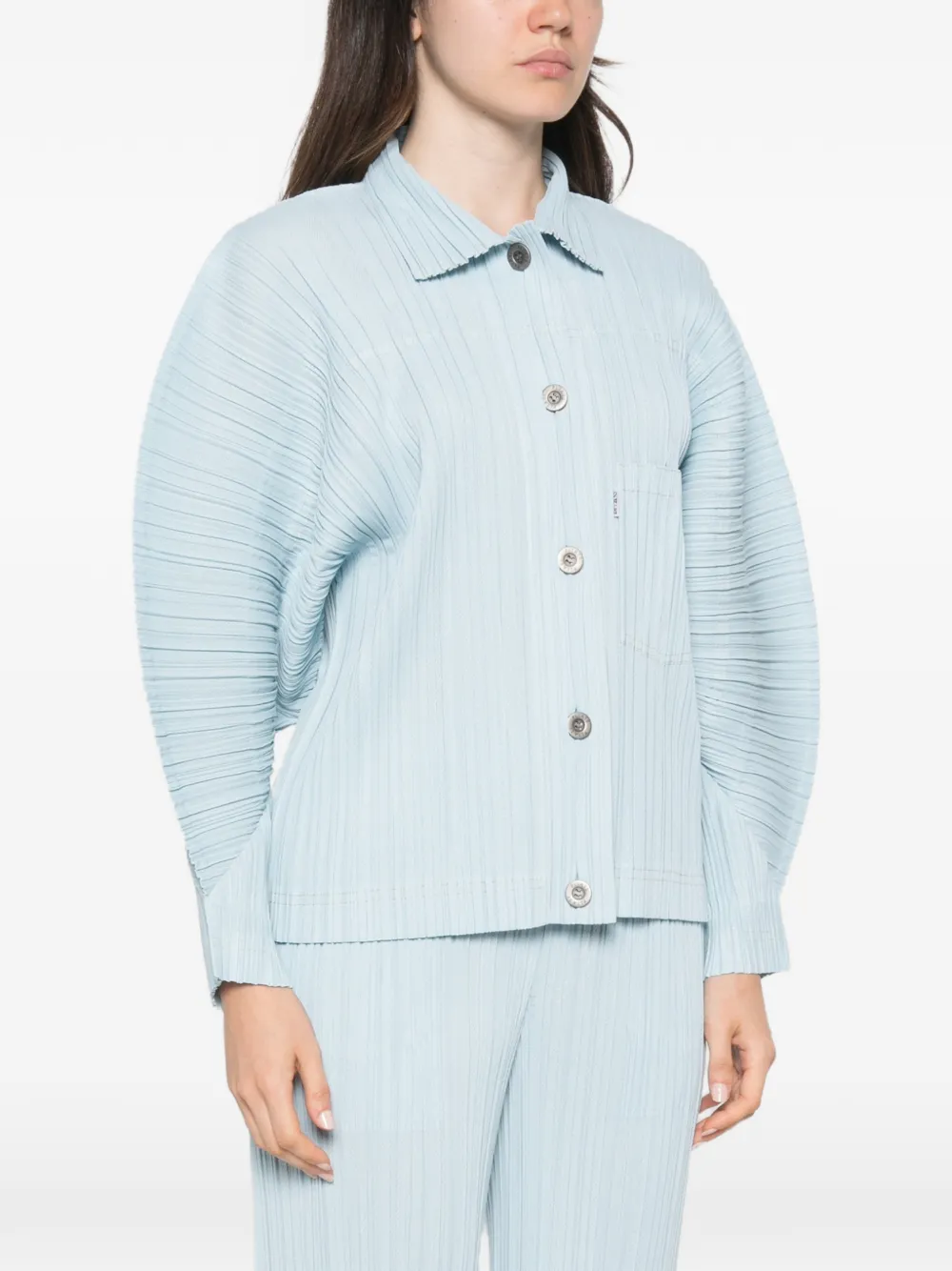 Pleats Please Issey Miyake pleated shirt Blauw