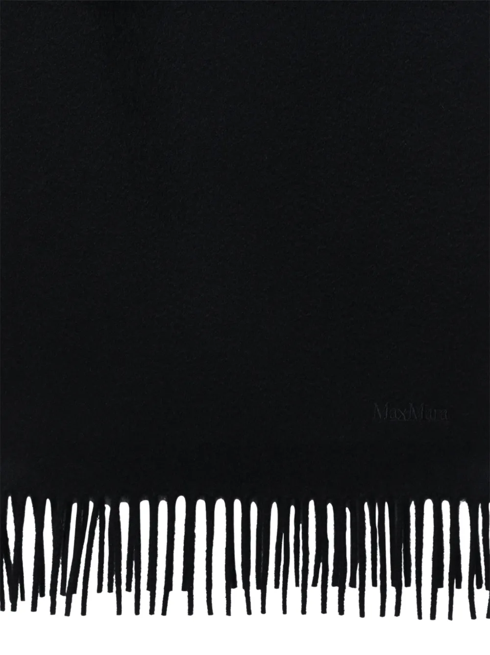 Max Mara Sjaal met geborduurd logo en franje afwerking Zwart