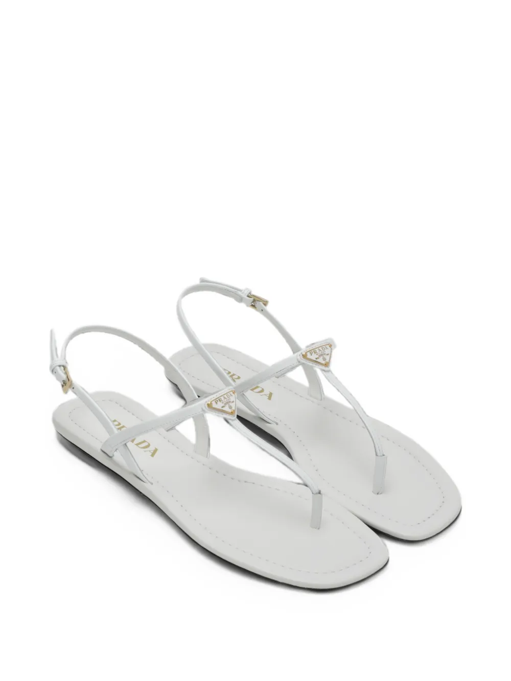 Prada Sandalen met gespsluiting en driehoekig logo Wit