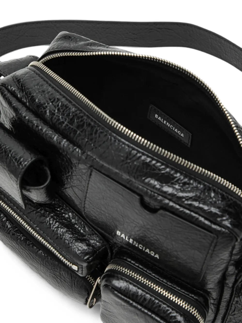 Balenciaga Superbusy leren messengertas met gekreukt effect Zwart