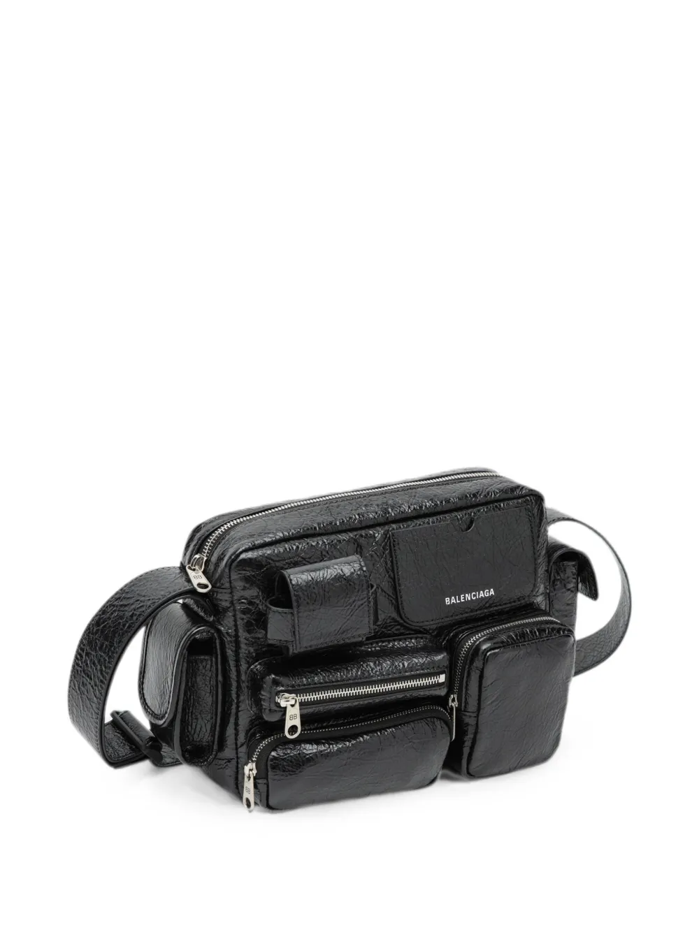Balenciaga Superbusy leren messengertas met gekreukt effect Zwart